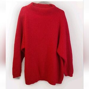 Jacque Koko Holiday Mohair Sweater Woman 26W 28W 4X 5X Cable Knit Red Vtg 80s